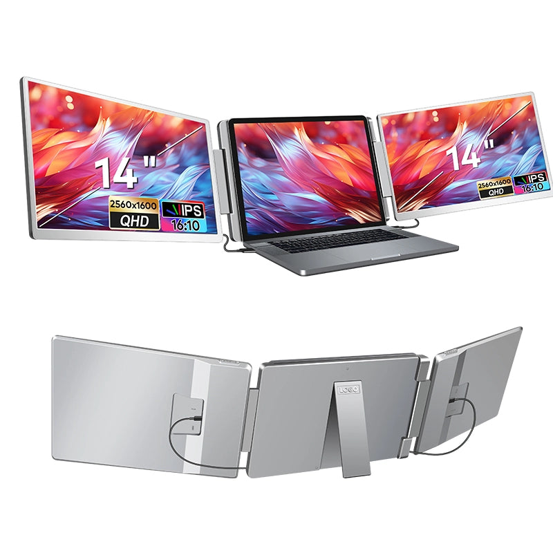 14" 2.5K QHD Laptop Screen Extender with 360-degree rotatable side screen