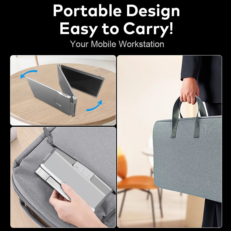 16" 2.5K QHD Laptop Screen Extender with 360-degree rotatable side screens