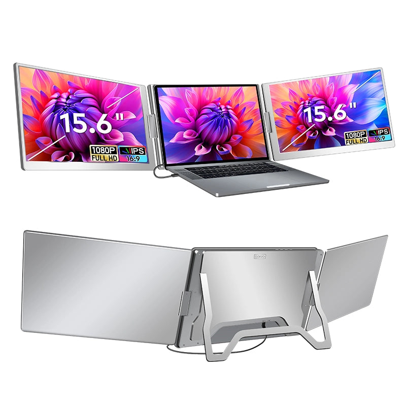 15.6 Inch Portable Tri-Screen Monitor FHD 360° adjustable screen